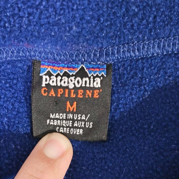 Patagonia Capilene M Medium Blue Long Sleeve Fleece Henley Shirt Made In USA - Picture 4 of 6